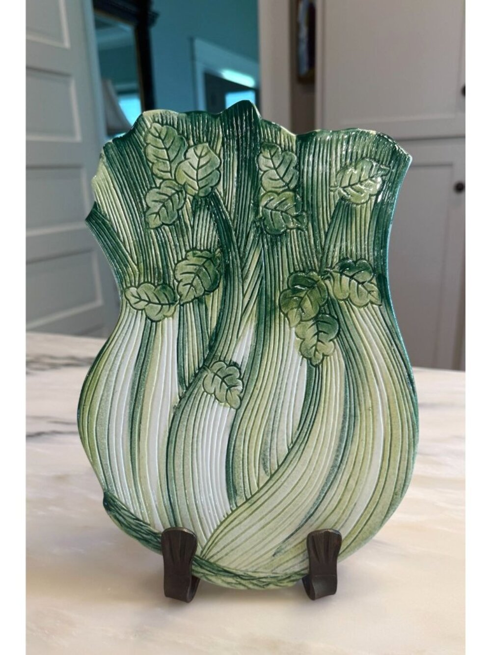 Vintage Italian Celery Wall Plaque Ceramiche Leonardo Kitchen Decor